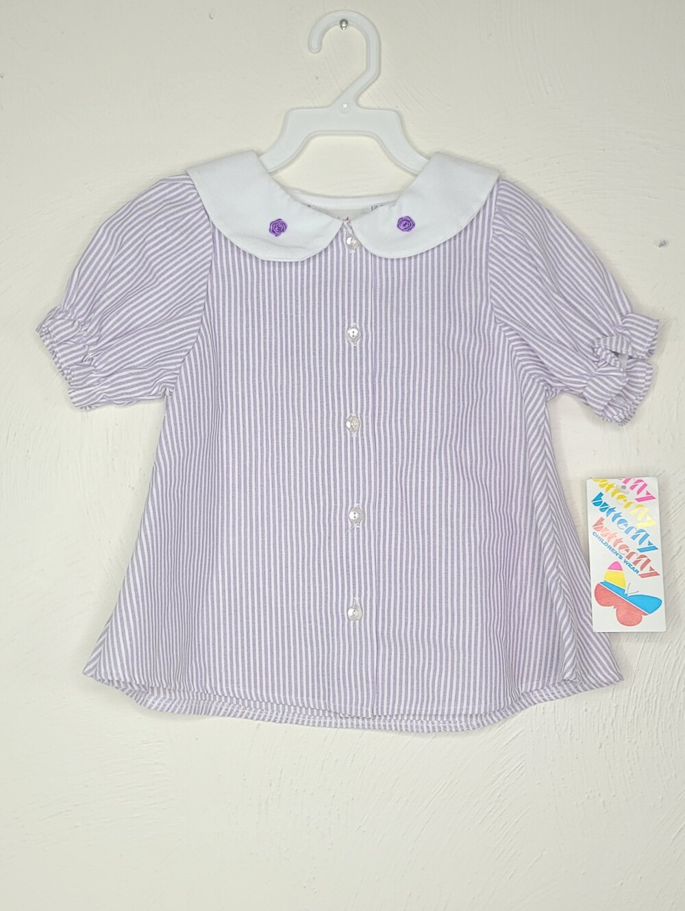 Vtg 80s Butterfly Childrens Wear Striped Peter Pan Collar Top NWT Made in USA 5